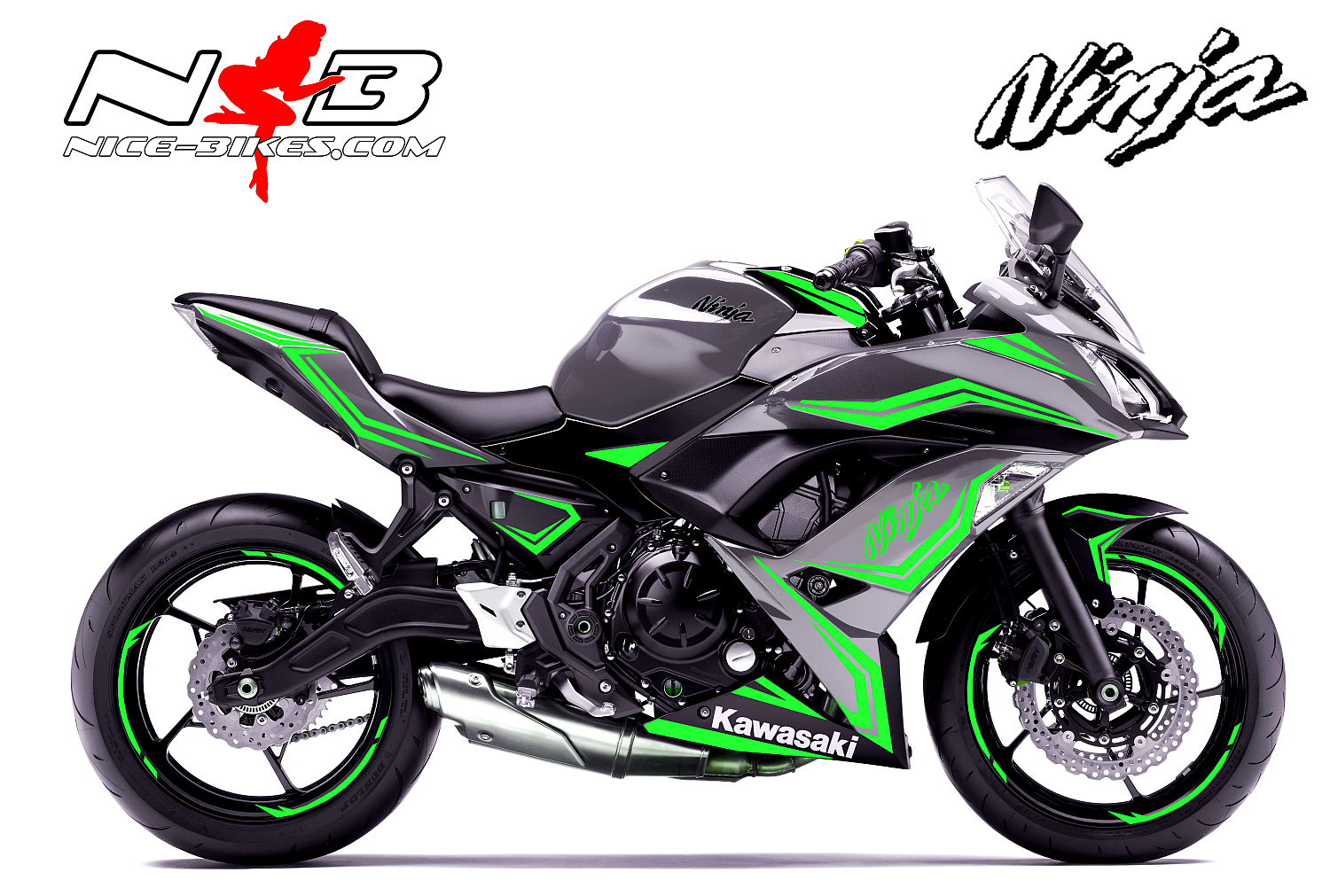 Ninja 650 Foliendekor limegreen für Graue Maschine 2018-