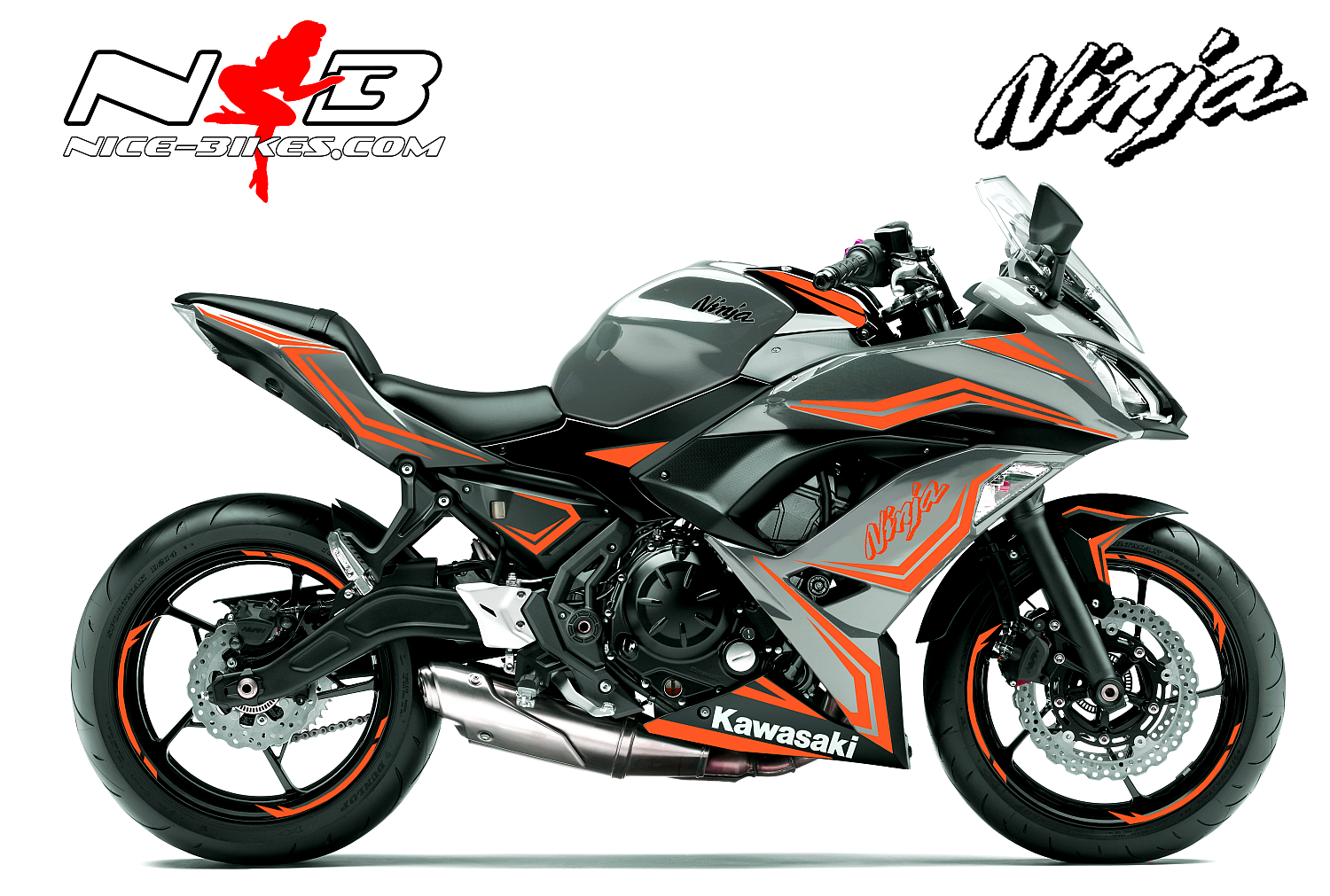 Ninja 650 Foliendekor orange für Graue Maschine 2018-
