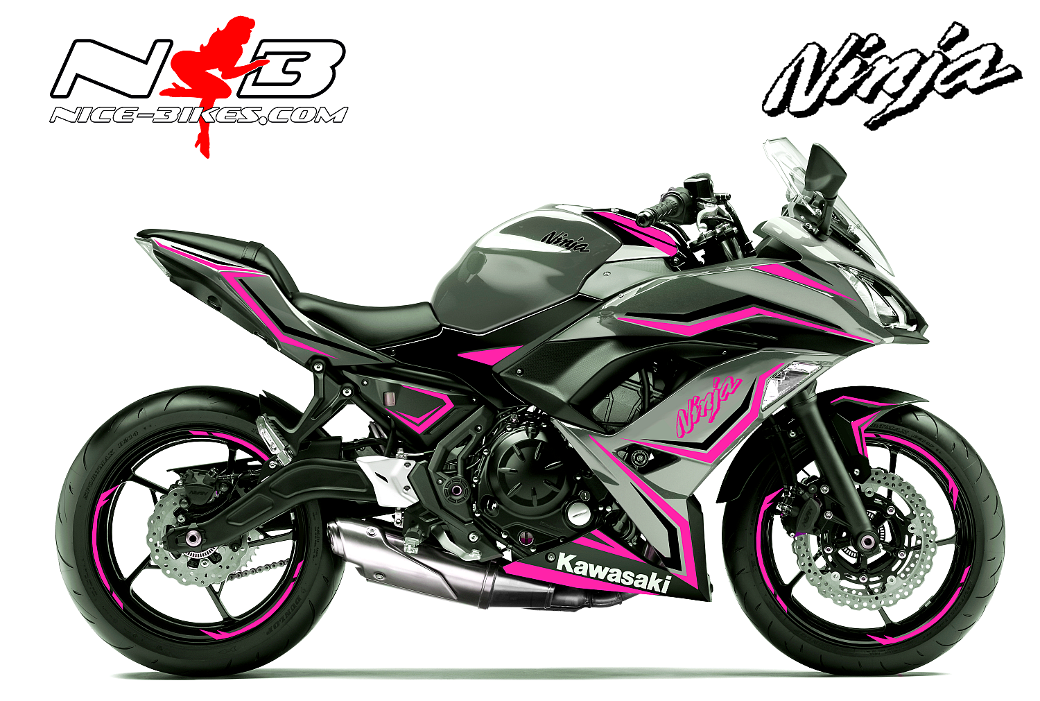 Ninja 650 Foliendekor pink/schwarz für Graue Maschine 2018-