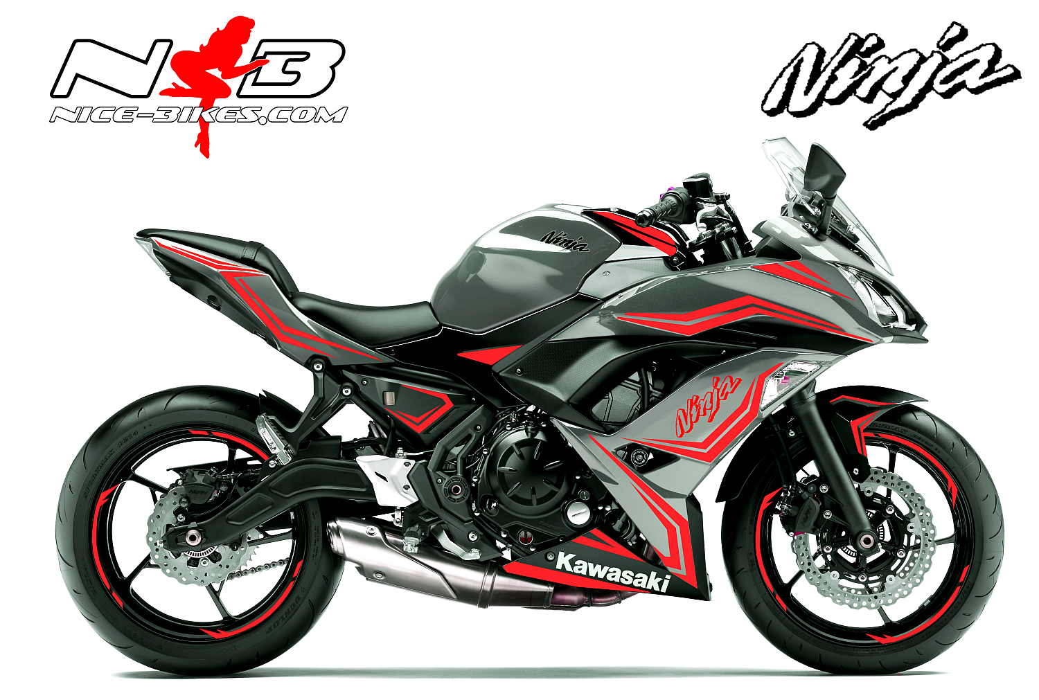Ninja 650 Foliendekor rot für Graue Maschine 2018-