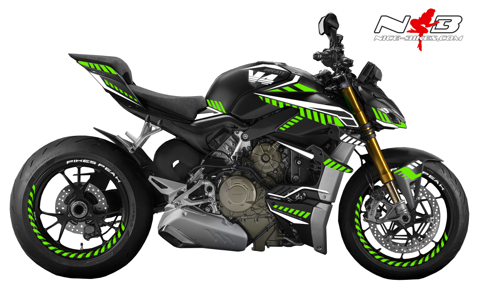 Foliendesign DUCATI Streetfighter ab 2021 Inferno Edition Lime Green