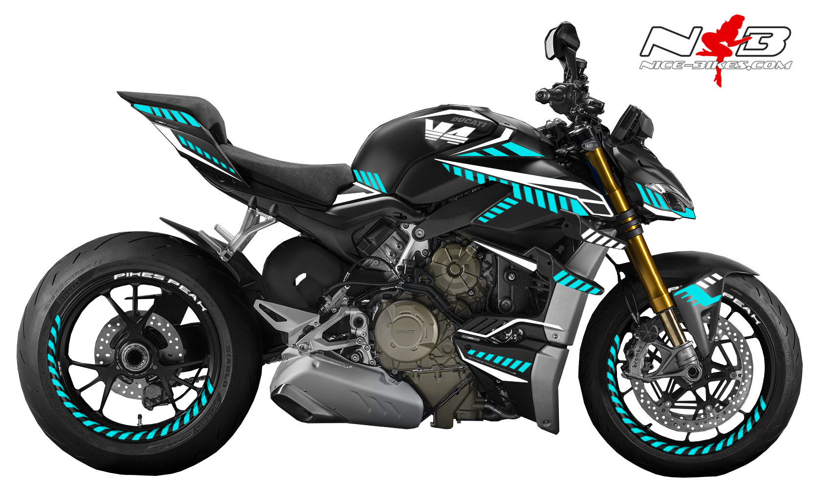 Foliendesign DUCATI Streetfighter ab 2021 Inferno Edition Miami Light Blue