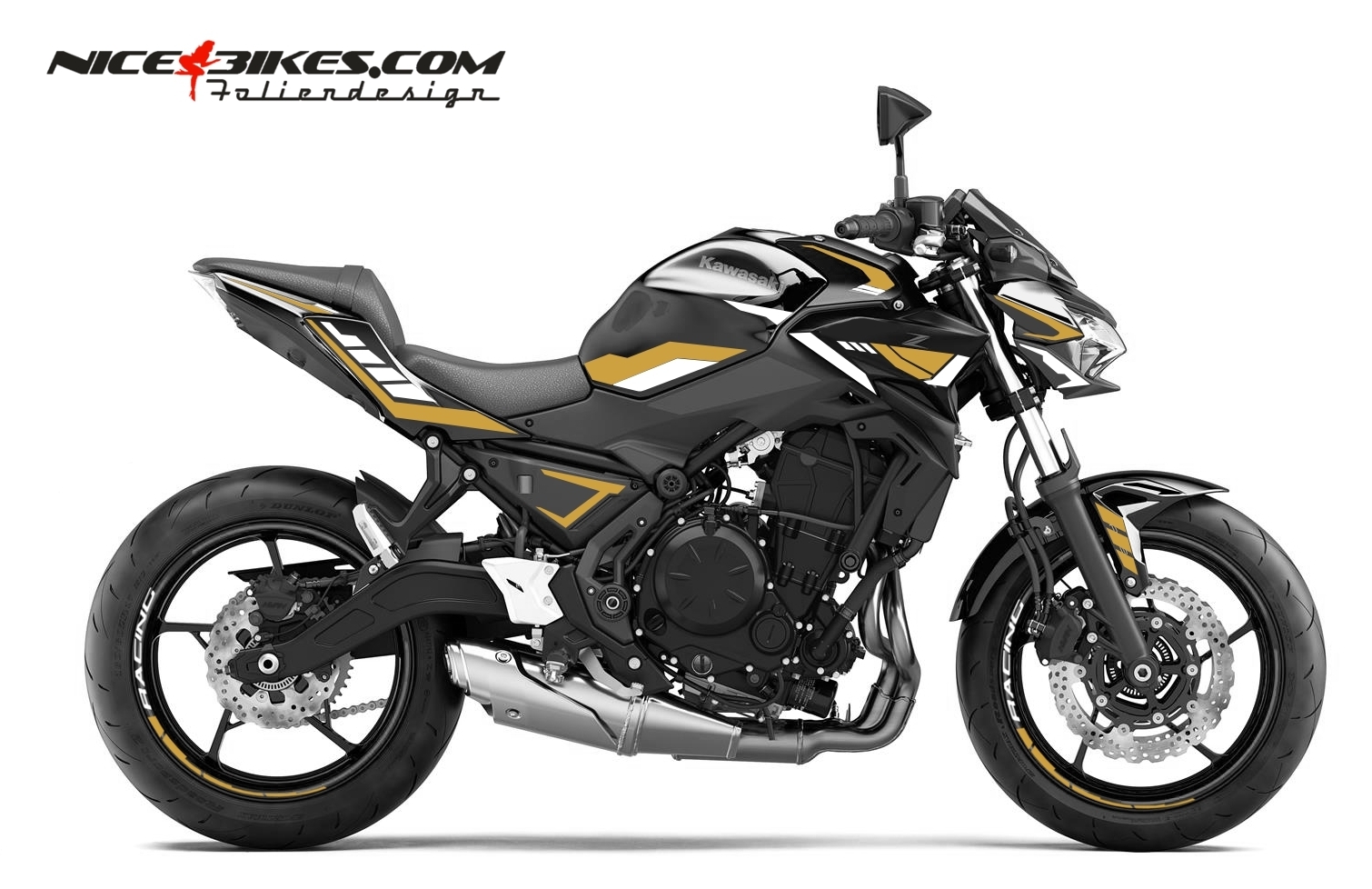 Foliendesign Kawasaki Z650 Olympic Gold