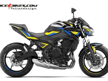 Foliendesign Kawasaki Z650 Neon Yellow - Ara Blue
