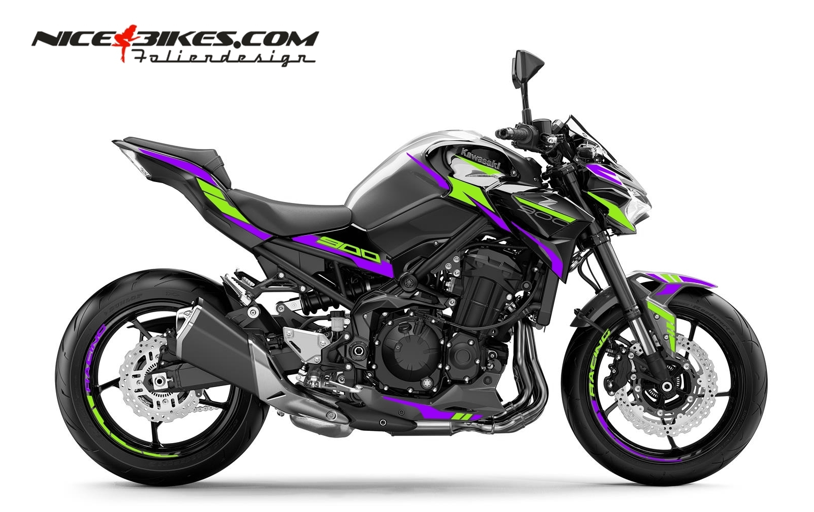 Foliendesign Kawasaki Z900 Manga Violett - Limegreen