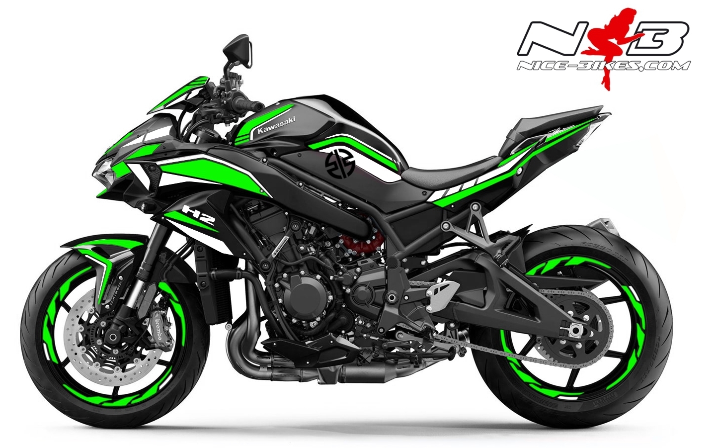Foliendesign Kawasaki ZH2 Lime Green