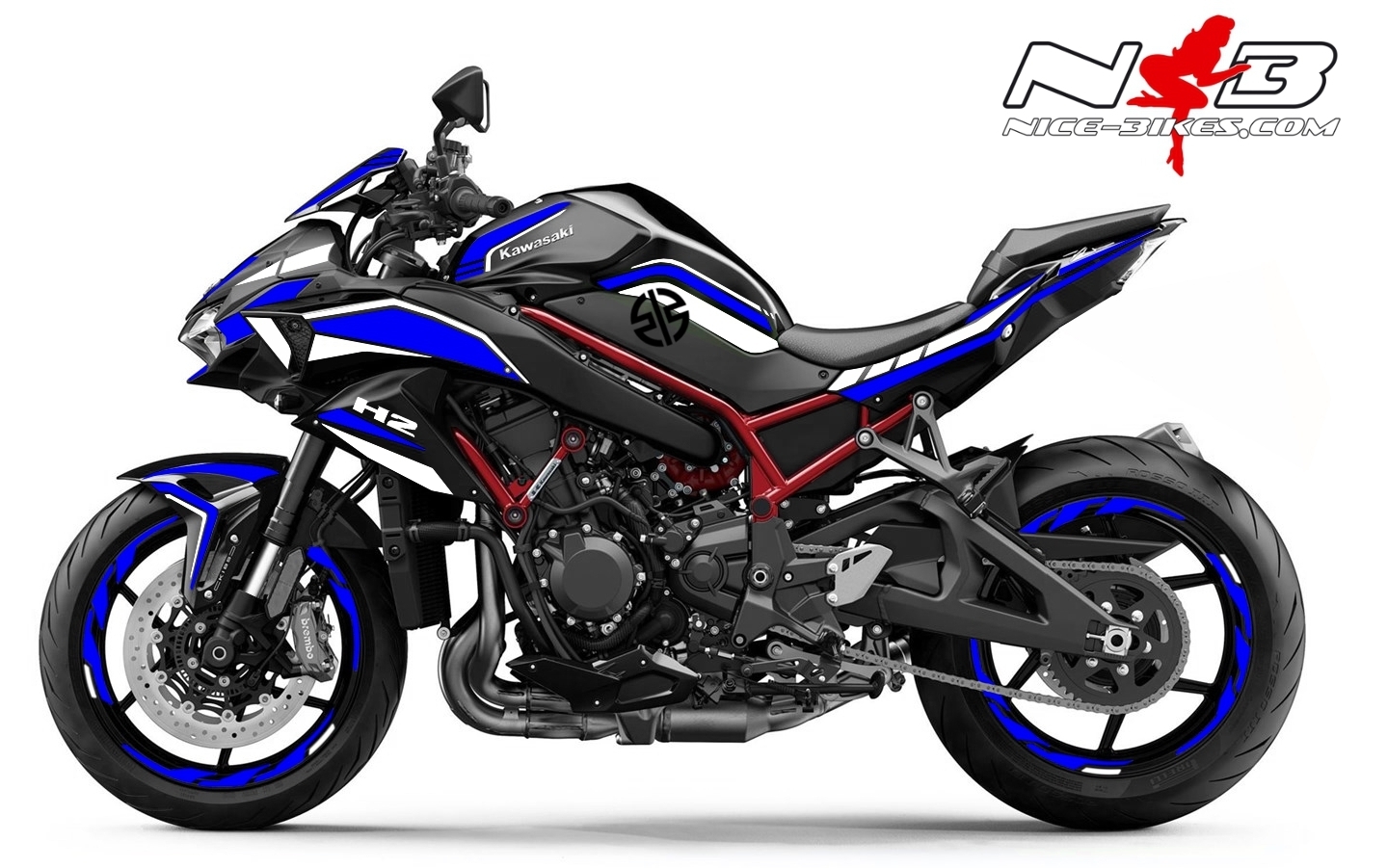 Foliendesign Kawasaki ZH2 Racing Blue