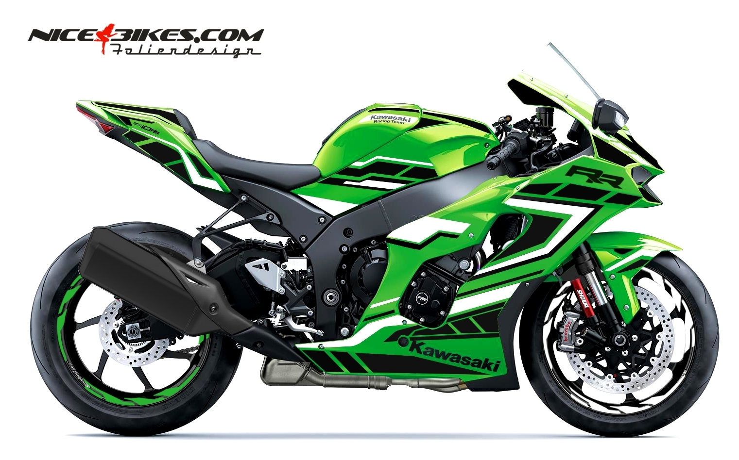 Foliendesign Kawasaki ZX-10RR 22 Racing White - Magic Black