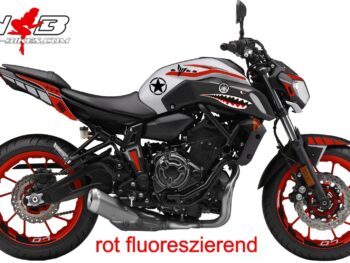 MT07 NOSE ART rot Fluoreszierend auf grauer Maschine 2019