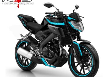 MT125 hellblau auf schwarzer Maschine