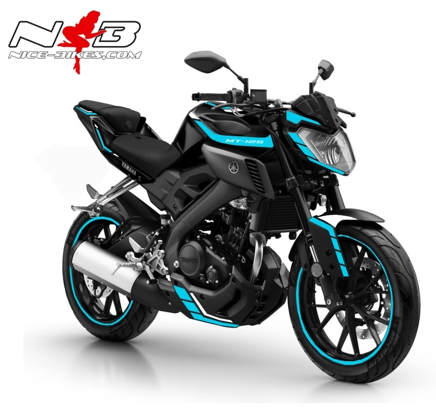 MT125 hellblau auf schwarzer Maschine