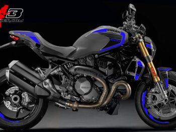 Monster 1200 blau auf grauer Maschine