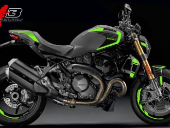 Monster 1200 limegreen auf grauer Maschine