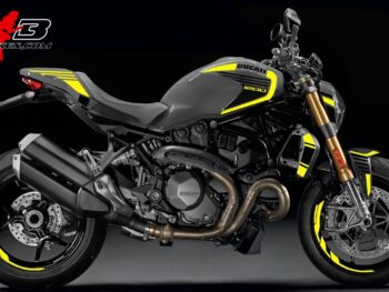 Monster 1200 gelb auf grauer Maschine