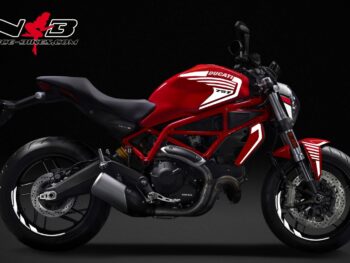 Monster 797 weiß auf roter Maschine