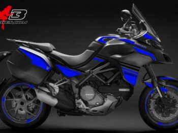 Multistrada 1260 blau auf grauer Maschine