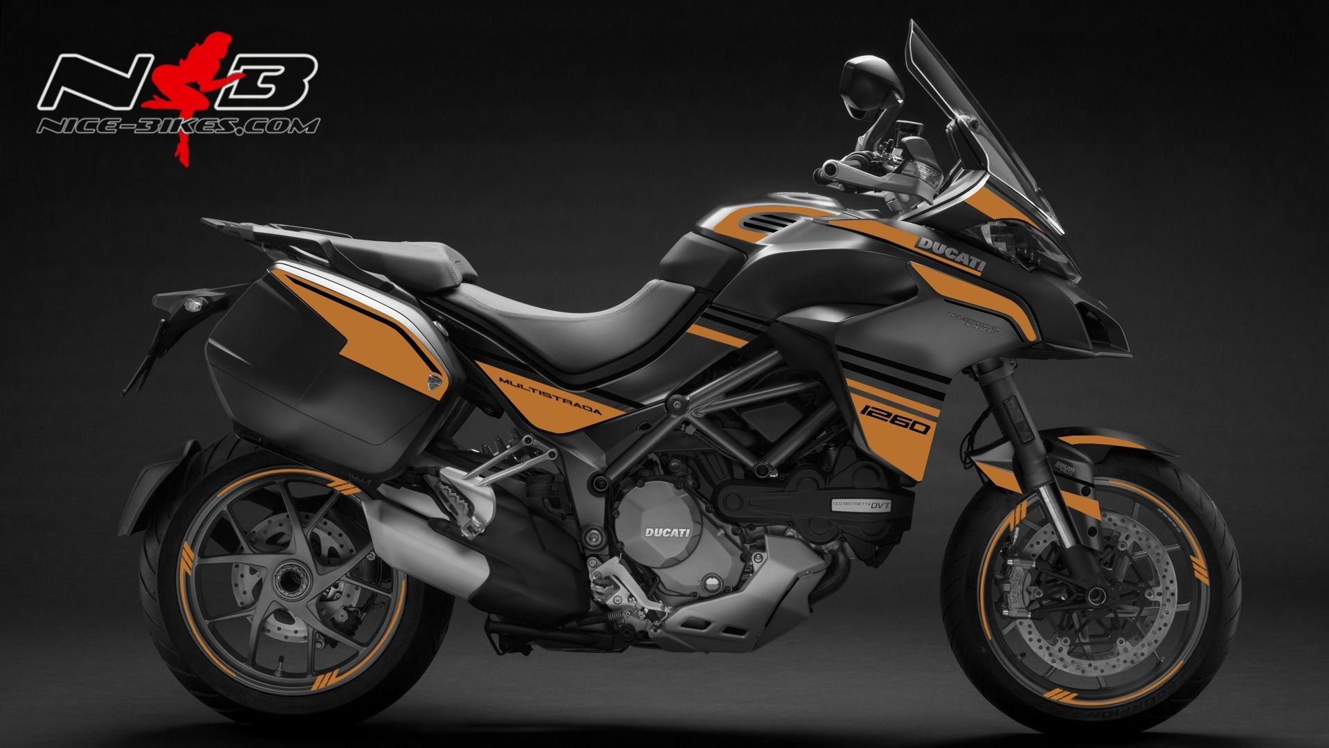 Multistrada 1260 gold auf grauer Maschine