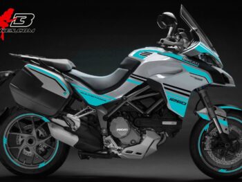 Multistrada 1260 hellblau auf weißer Maschine