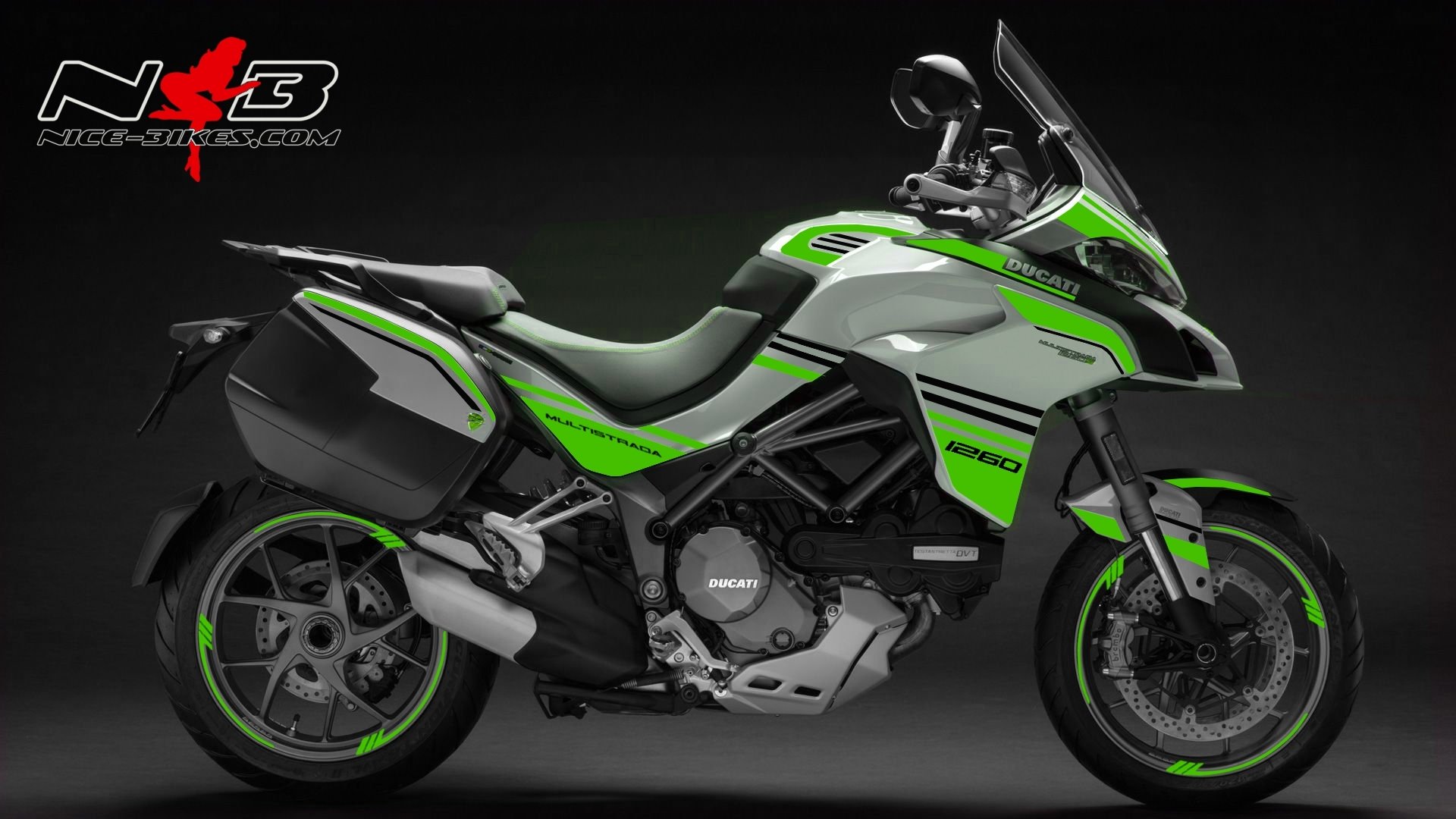Multistrada 1260 limegreen auf weißer Maschine