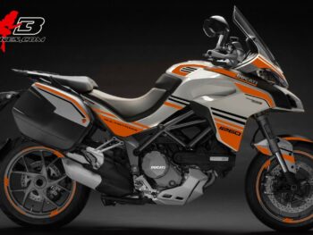 Multistrada 1260 orange auf weißer Maschine