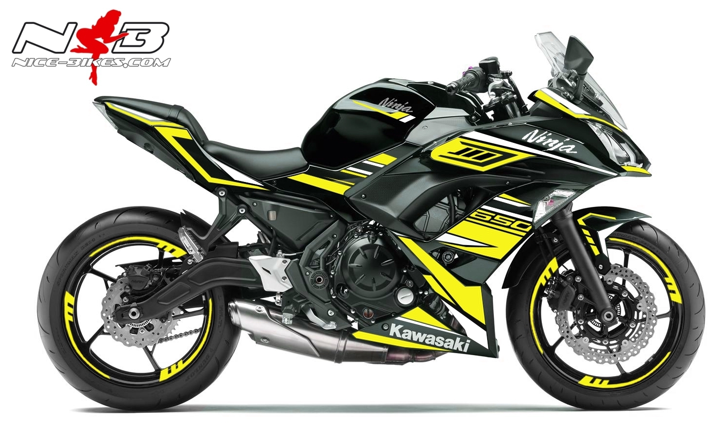 Ninja 650 Dekor gelb für schwarze Maschine