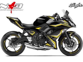 Ninja 650 Foliendekor gelb/weiß für Schwarze Maschine
