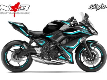 Ninja 650 Foliendekor hellblau/weiß für Schwarze Maschine