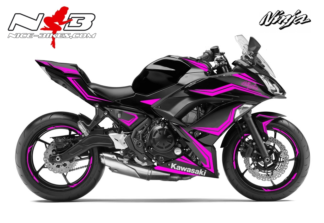 Ninja 650 Foliendekor pink für Schwarze Maschine