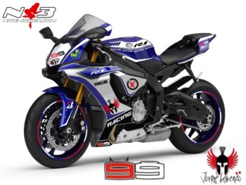 Race Style Yamaha R1 mit Startnummer 99 (blau weiß) Bj. 2015