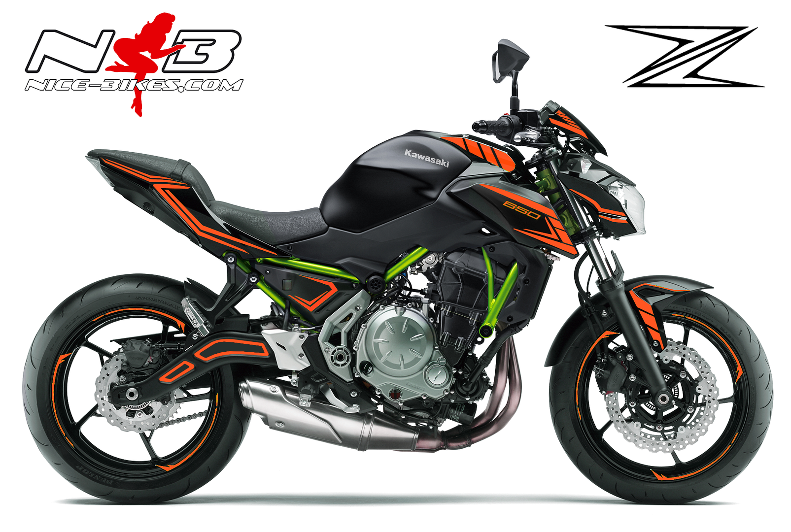 Z650 2019 neonorange für schwarze Maschine