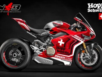 Panigale V4R Hopp Schwiiz auf roter Mashine