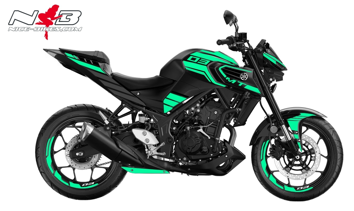 Foliendesign YAMAHA MT03 Bj. 2020 Mint Blue