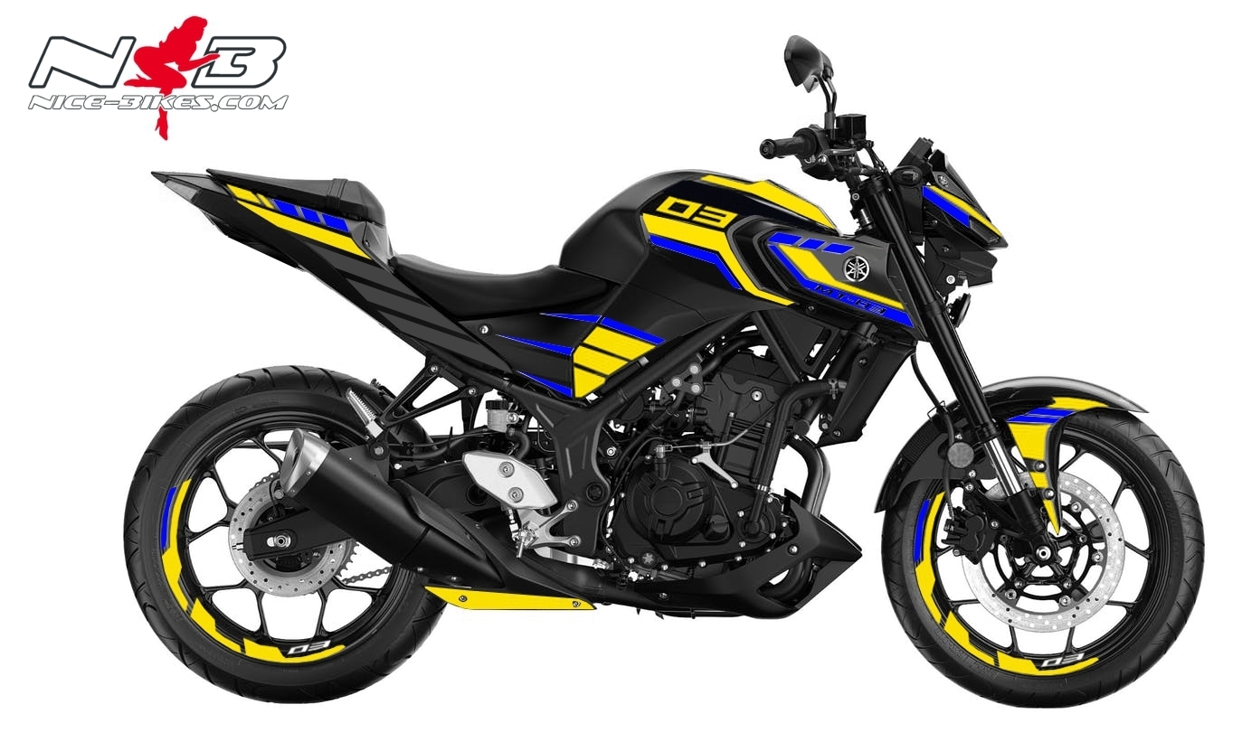 Foliendesign MT-03 Bj. 2022-24 Neon Yellow - Racing Blue