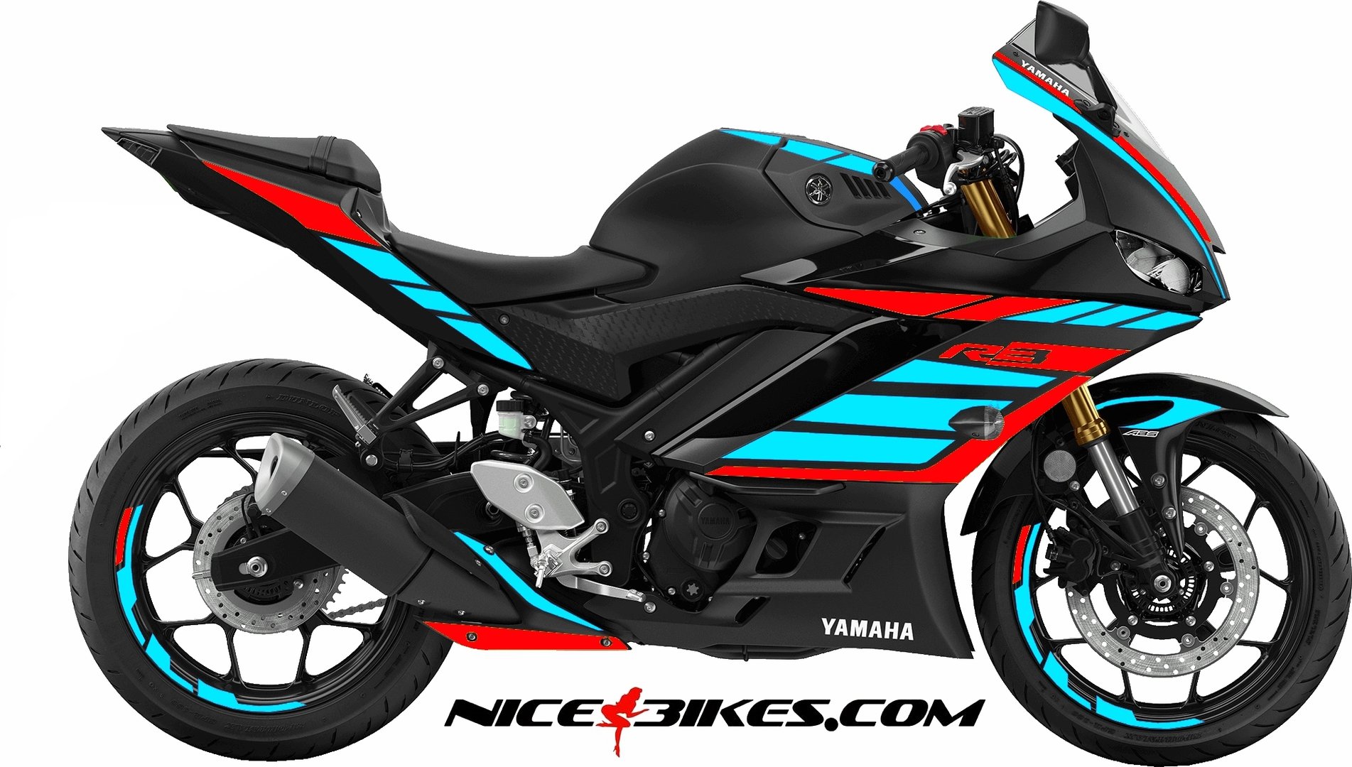 R3 Dekor Racing Red - Light Blue