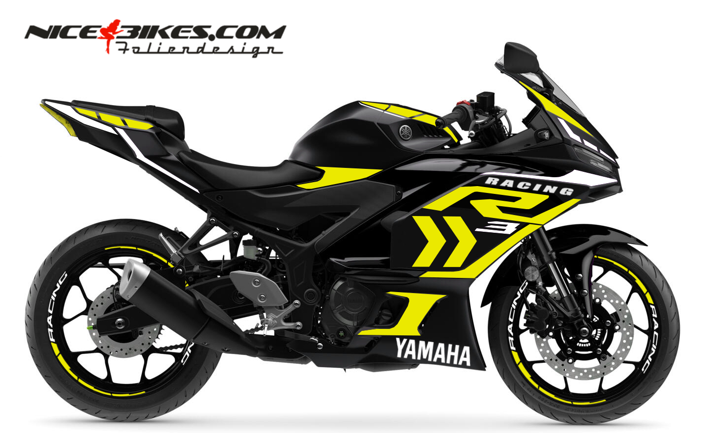 Foliendesign Yamaha R3 Hornet Yellow