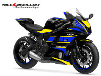 Foliendesign Yamaha R7 Racing Blue - Neon Yellow