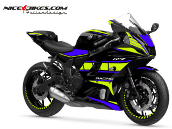Foliendesign Yamaha R7 Racing Blue - Limegreen