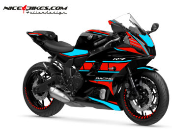 Foliendesign Yamaha R7 Racing Red - Light Blue
