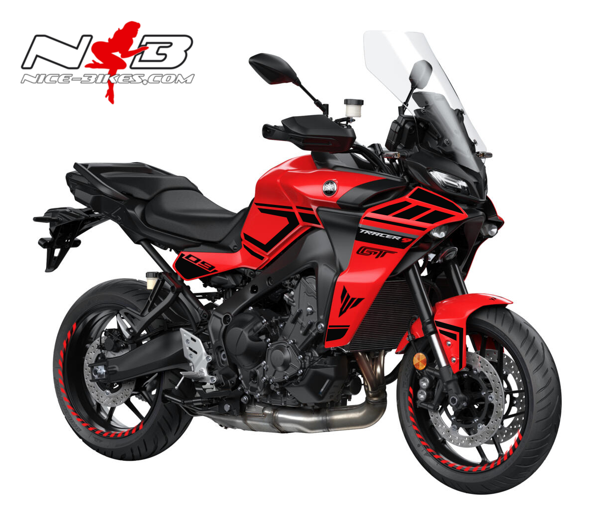 Foliendesign MT09 Tracer Magic Black auf roter Maschine