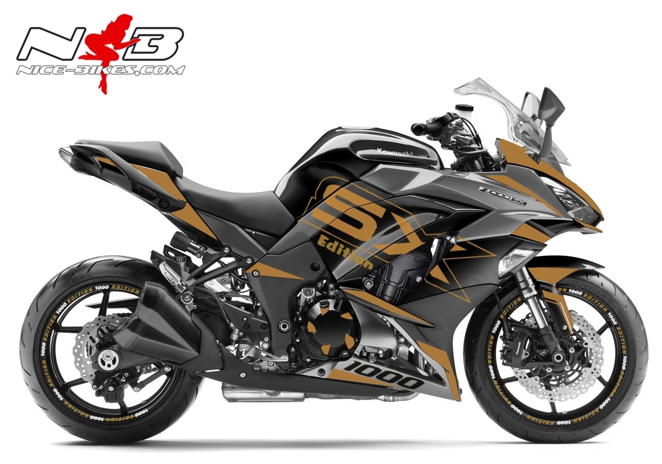 Z1000SX Foliendekor gold auf schwarzer Maschine