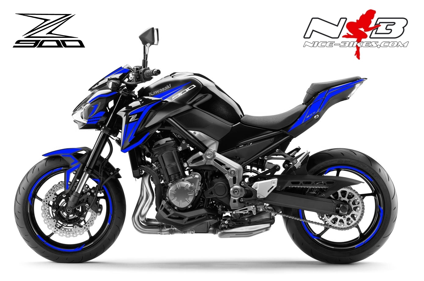 Z900 schwarz / Foliendekor blau