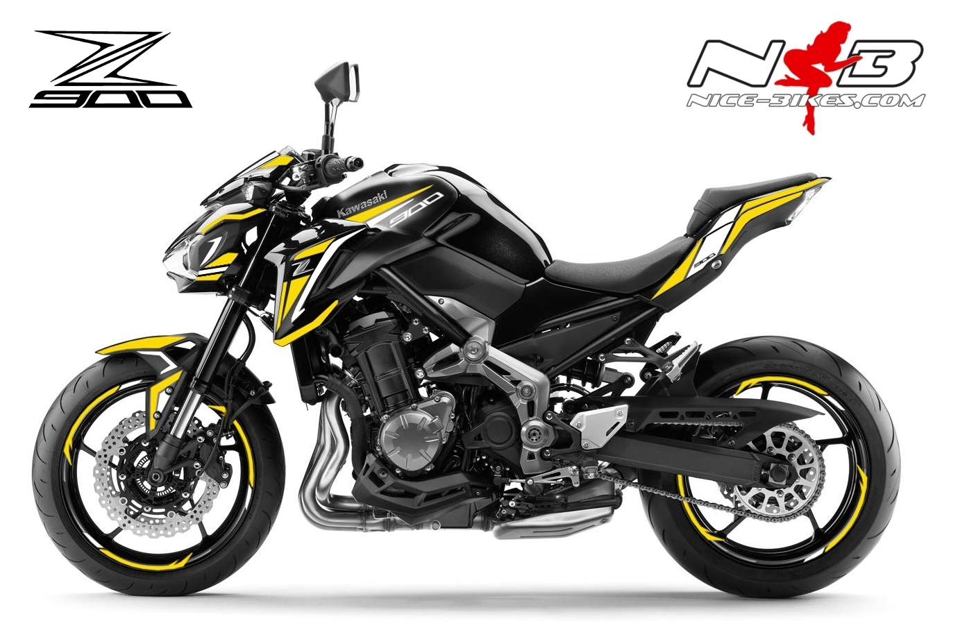 Z900 schwarz / Foliendekor gelb-weiß