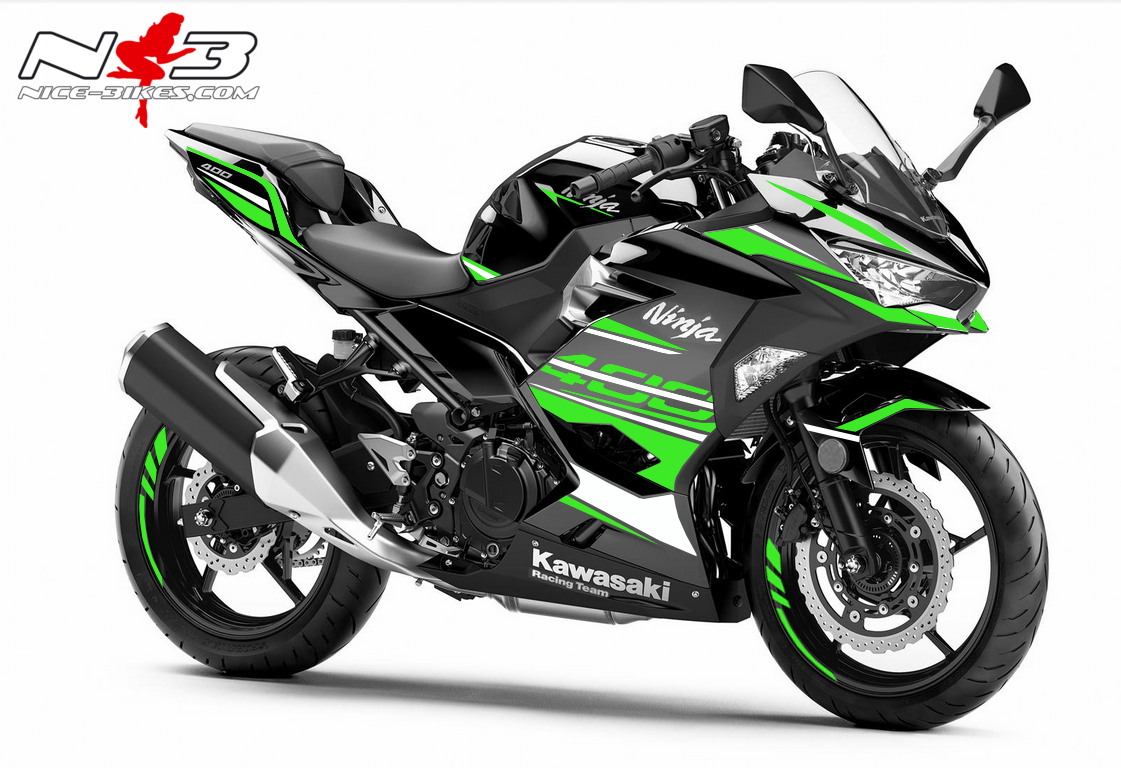 Ninja 400 Dekor limegreen auf scwarzer Maschine
