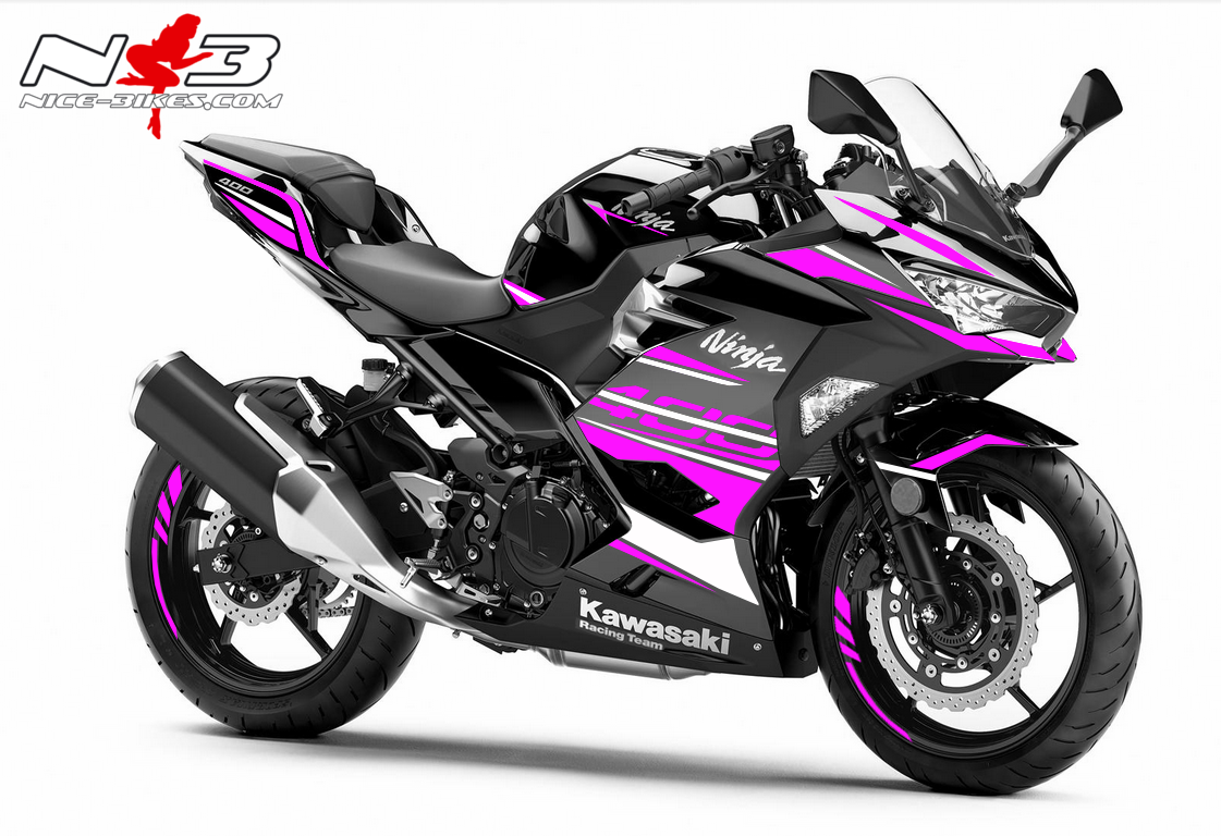 Ninja 400 Dekor pink auf scwarzer Maschine