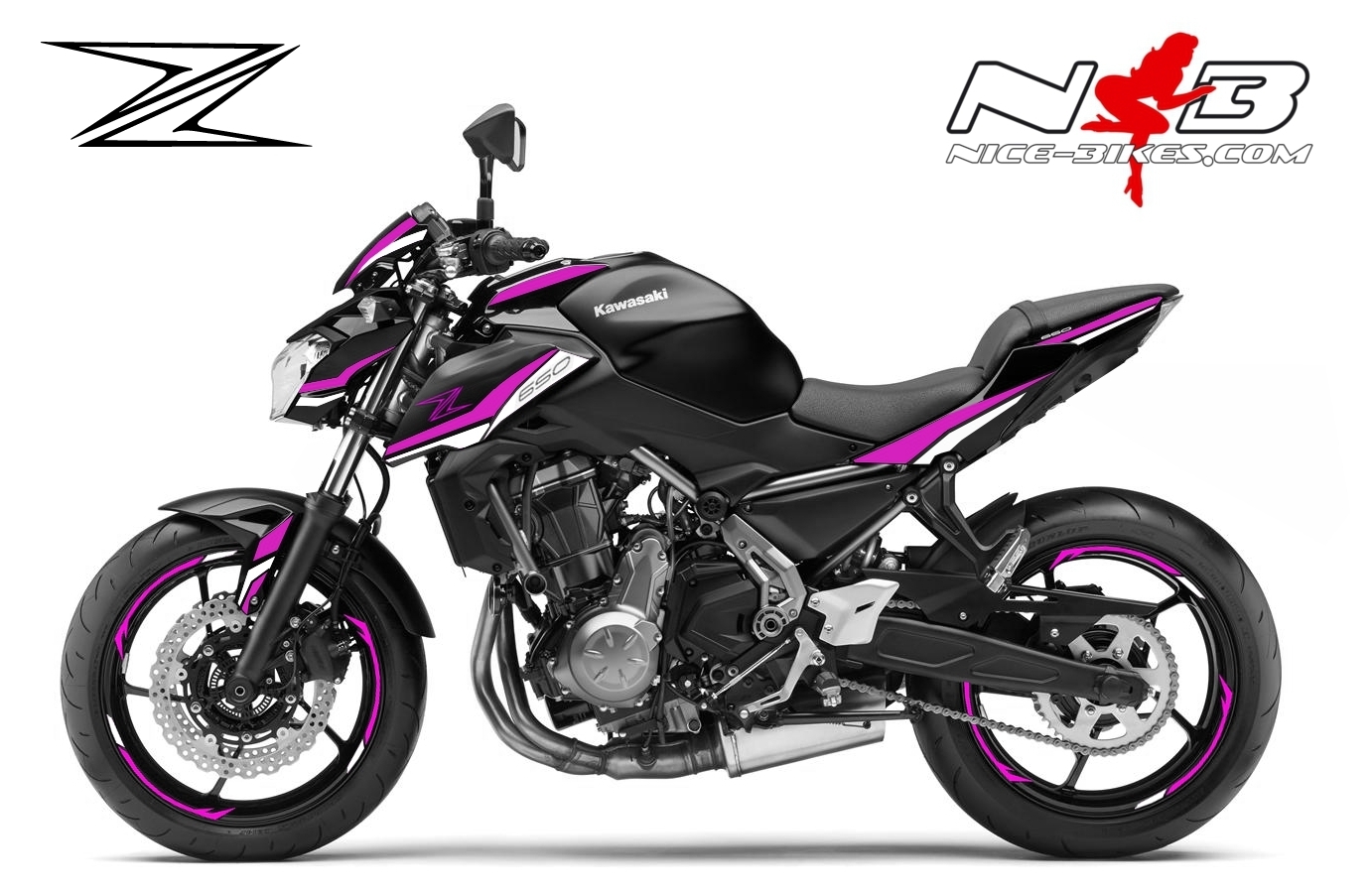 Z650 schwarz / Foliendekor pink-weiß