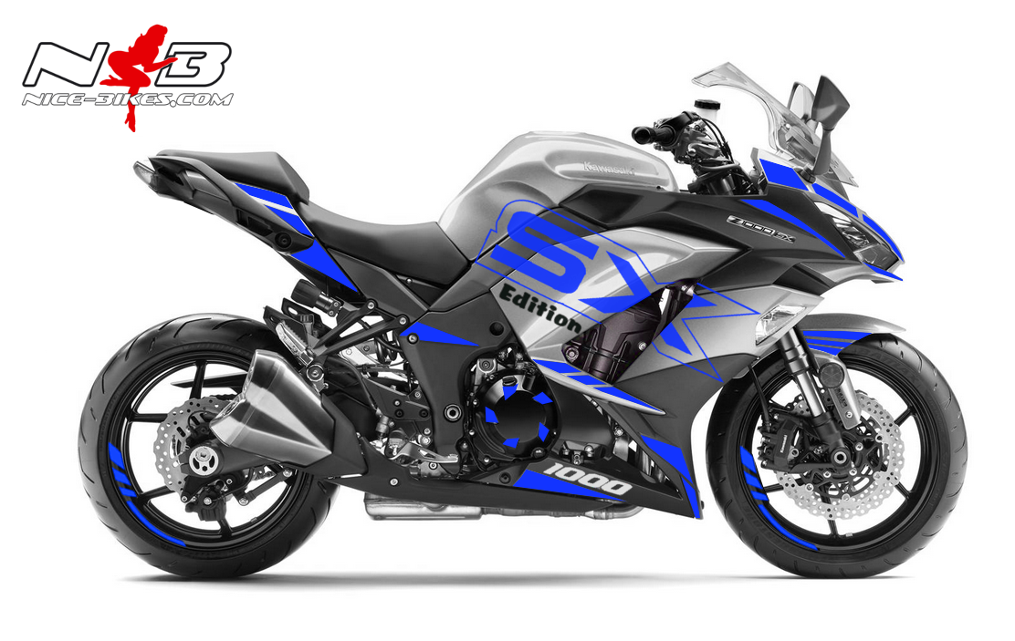 Z1000SX Dekor blau auf silbernen Maschine
