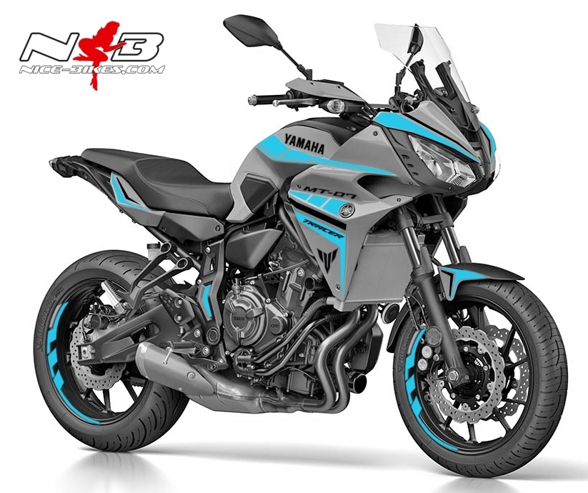 MT07 Tracer GT graue Mascine Dekor hellblau