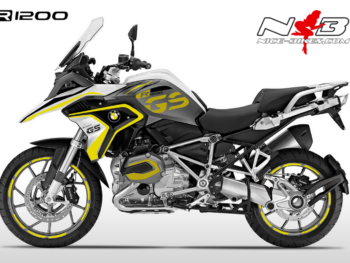 BMW GS Edition gelb auf weißer Maschine 2018