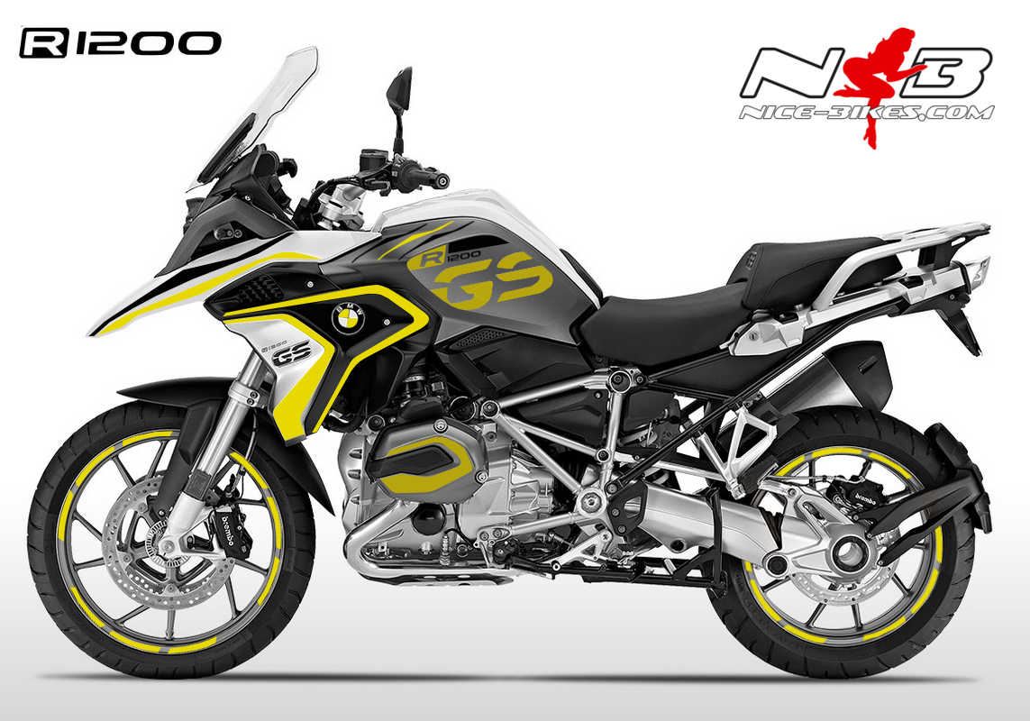 BMW GS Edition gelb auf weißer Maschine 2018