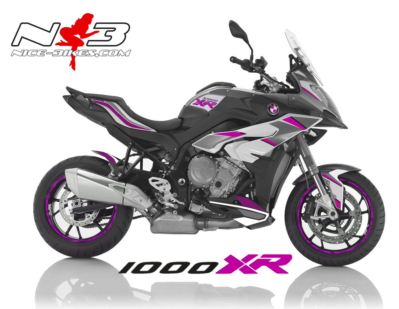 BMW S1000XR EDITION pink auf weißer Maschine 2017-18